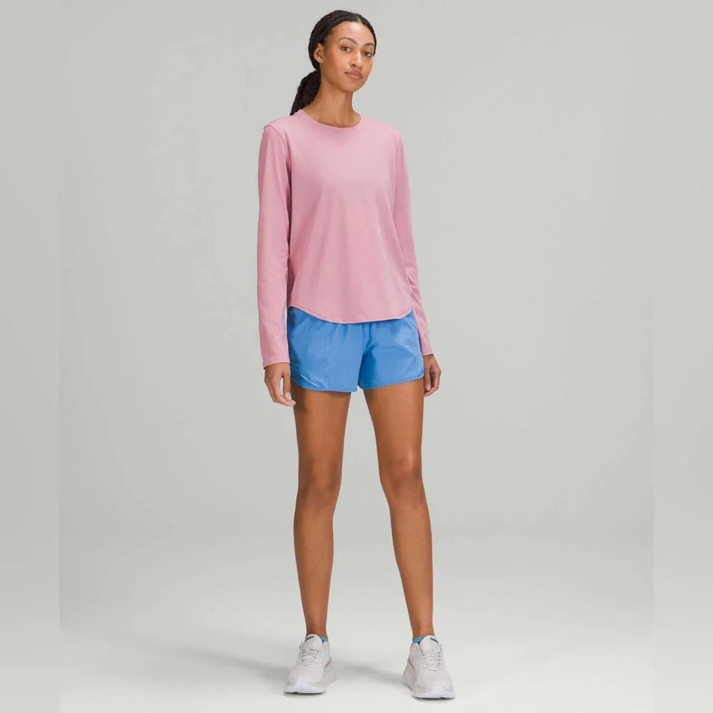 Lululemon Pink Taupe Running Training Crewneck Long Sleeve Shirt Lightweight